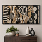 Modern Black and Tan Organic Abstract Pattern Wall Decor Extra Large Pictures Framed Canvas Print Wall Art